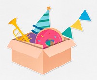 Party icons in an open box