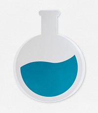 Round bottom flask with blue liquid icon