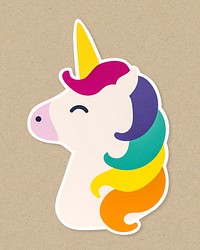 Cute unicorn with rainbow colored hair
