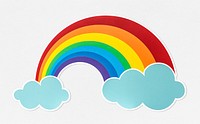 Colorful rainbow with clouds icon