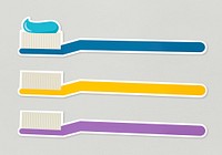 Three toothbrush with toothpaste icons