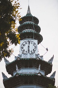 The clock tower at Lumphini Park in Bangkok