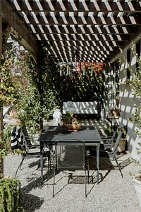 Beautiful garden with table set decor