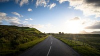 Road desktop wallpaper background, scenic route during sunset in Scotland