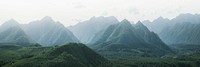 Misty green mountain ranges in China