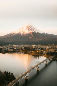 View of Mount Fuji and Lake Kawaguchi, Japan