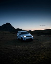 2019, Iceland, White Landrover driving in the countryside