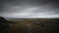 Adventure desktop wallpaper background, cloudy mountain view