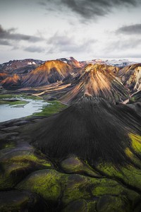 Aerial view of volcanic in Iceland