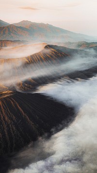 Volcano iPhone wallpaper, nature mobile background, Mount Bromo volcano in Indonesia, travel destination