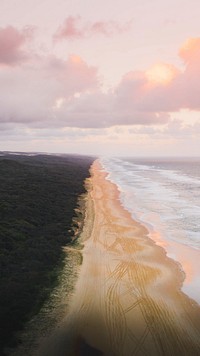 Beach iPhone wallpaper, nature mobile background, pastel sky