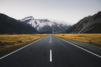 Beautiful view of a road leading to Mount Cook, New Zealand