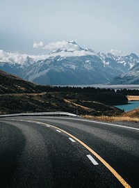 Beautiful view of a road leading to Mount Cook, New Zealand