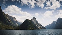 Nature desktop wallpaper background, Mitre Peak in Milford Sound, New Zealand