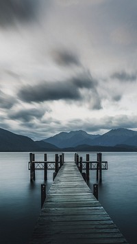 Nature phone wallpaper background, Te Anau pier in New Zealand