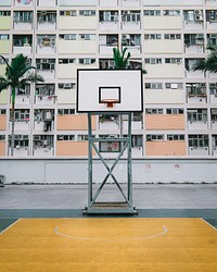 Basketball court near an apartment