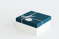 Blue and white gift box mockup