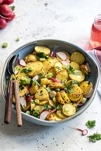Homemade roasted potato salad food photography recipe idea