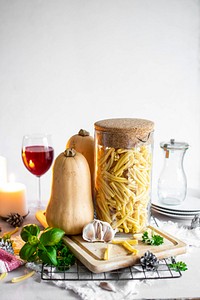 Butternut squash pesto pasta ingredients