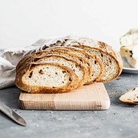 Closeup of slices of wheat loaf on a table