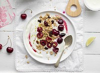 Roasted cherry greek yogurt breakfast