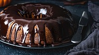 Chocolate covered pumpkin bundt cake