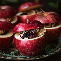 Fresh homemade stuffed red apples