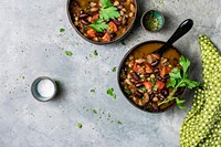 Freshly cooked garbanzo bean soup in a bowl