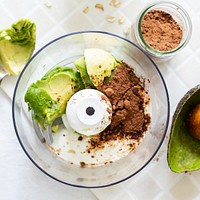 Fresh avocado and cocoa in a blender