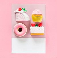 Sweet desserts on a colorful card