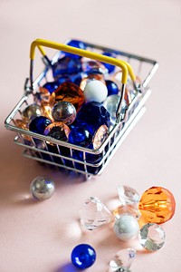 Decorative glass in a shopping basket