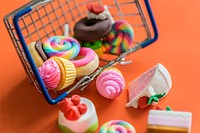 Sweets in a shopping basket