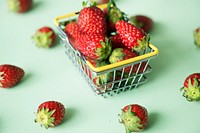 Strawberries in a shopping basket