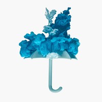 Blue smoke bomb umbrella psd illustration