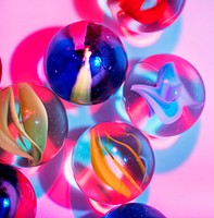 Closeup shot of glass marbles