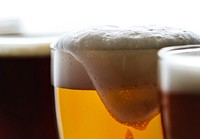 Pints of draught beer macro photography