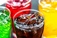 Colorful soda drinks macro shot