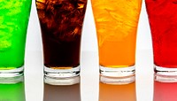 Colorful soda drinks macro shot
