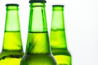 Bottles of cold beer macro photography