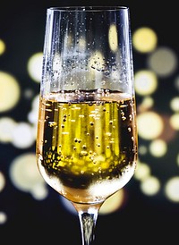 A glass of sparkling wine