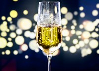 A glass of sparkling wine