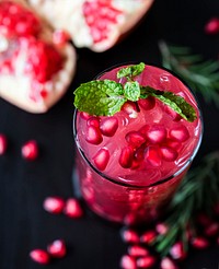 Fresh pomegranate juice macro shot