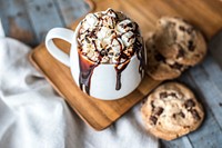 Hot chocolate drink with marshmallows