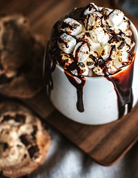 Hot chocolate drink with marshmallows