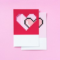 Pixelated heart shape 3D illustration