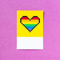 Pixelated LGBT pride rainbow heart