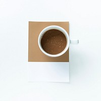 Aerial view of a cup of dark coffee