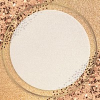 Gold shimmering round frame design element on a gold background