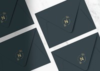Dark green invitation card envelope mockups