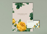 Floral poster and business card mockup